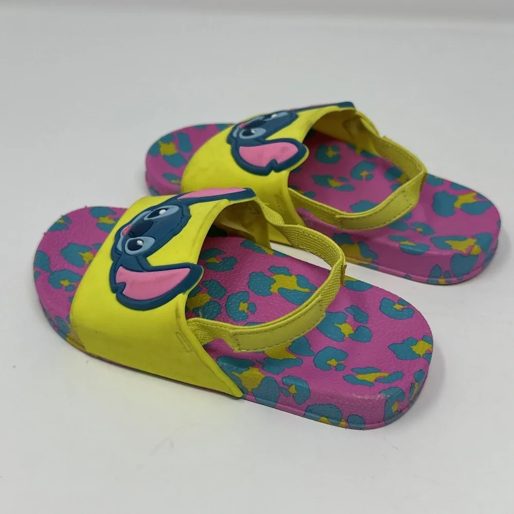 Disney Stitch Beach Sandals - Pink‎ Yellow Blue Leopard - Size Kids 7/8